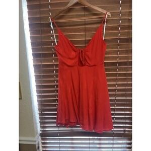 Lulus Red Ruffled Tie‎ Front Faux Wrap Mini Dress Women's Large